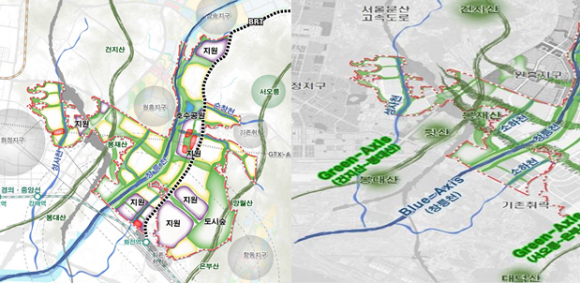 (왼쪽부터)고양 창릉 토지이용구상(안)과 공원녹지계획/국토부