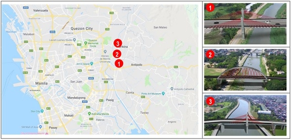 사업 조감도(1. J.P. Rizal-St. Mary Bridge, 2. JP Rizal-Lopez Jaena Bridge, 3. Marikina-Vista Real Bridge)(자료제공=다산컨설턴트)